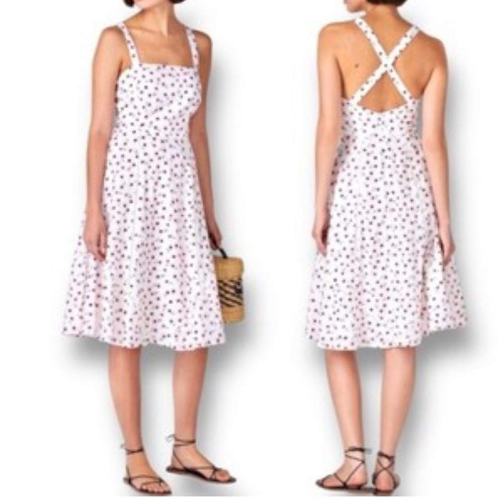 Hutch Anthropologie SZ 2 White & Pink floral crisscross back midi dress